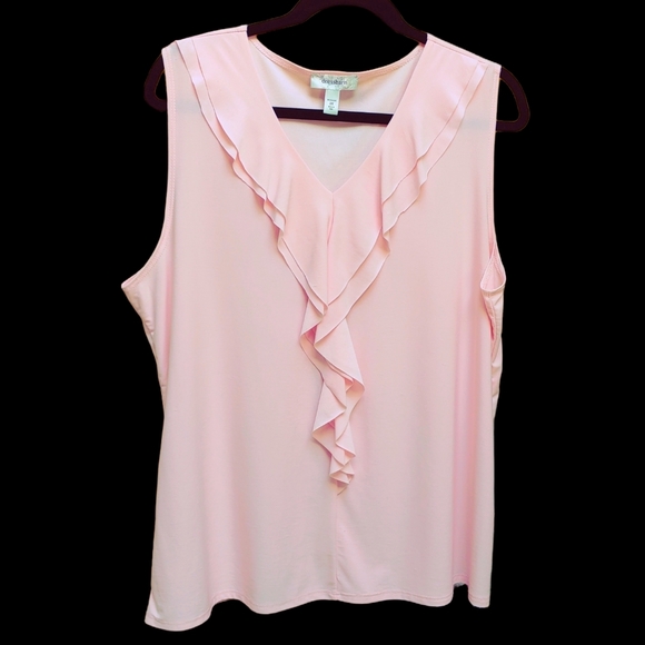dressbarn Tops - DRESSBARN Slip On Sleeveless Blouse Wide Frilly Front Blush Color